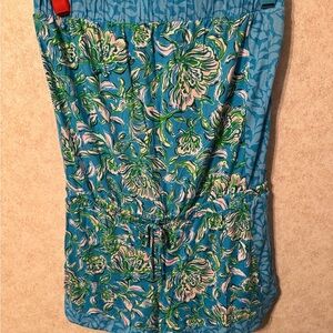 Lilly Pulitzer Blue Floral Strapless Romper